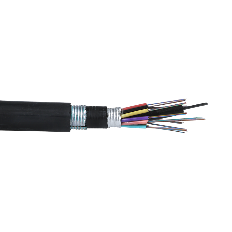 Cable óptico de revestimiento exterior blindado con cinta de acero revestida interior de regazo Capa-trenzada GYTA53